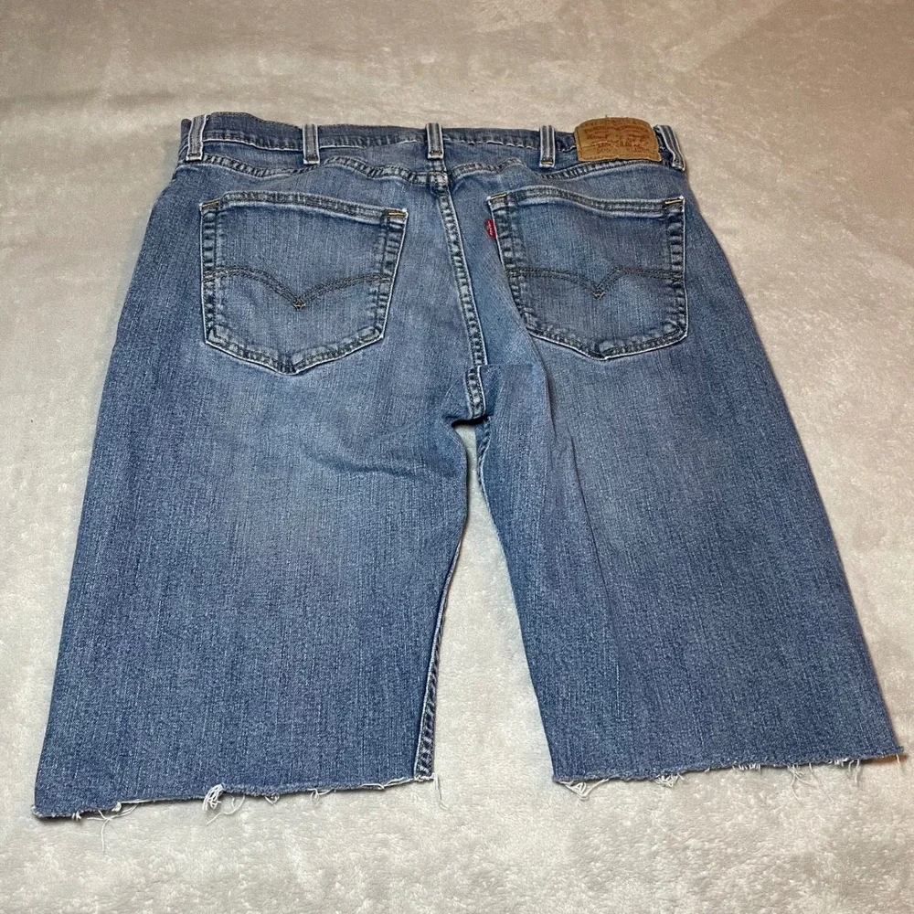 Vintage‎ Y2K Levis 505 Mens Cut Off Denim Jean Shorts Blue 38 Regular Fit Skate
